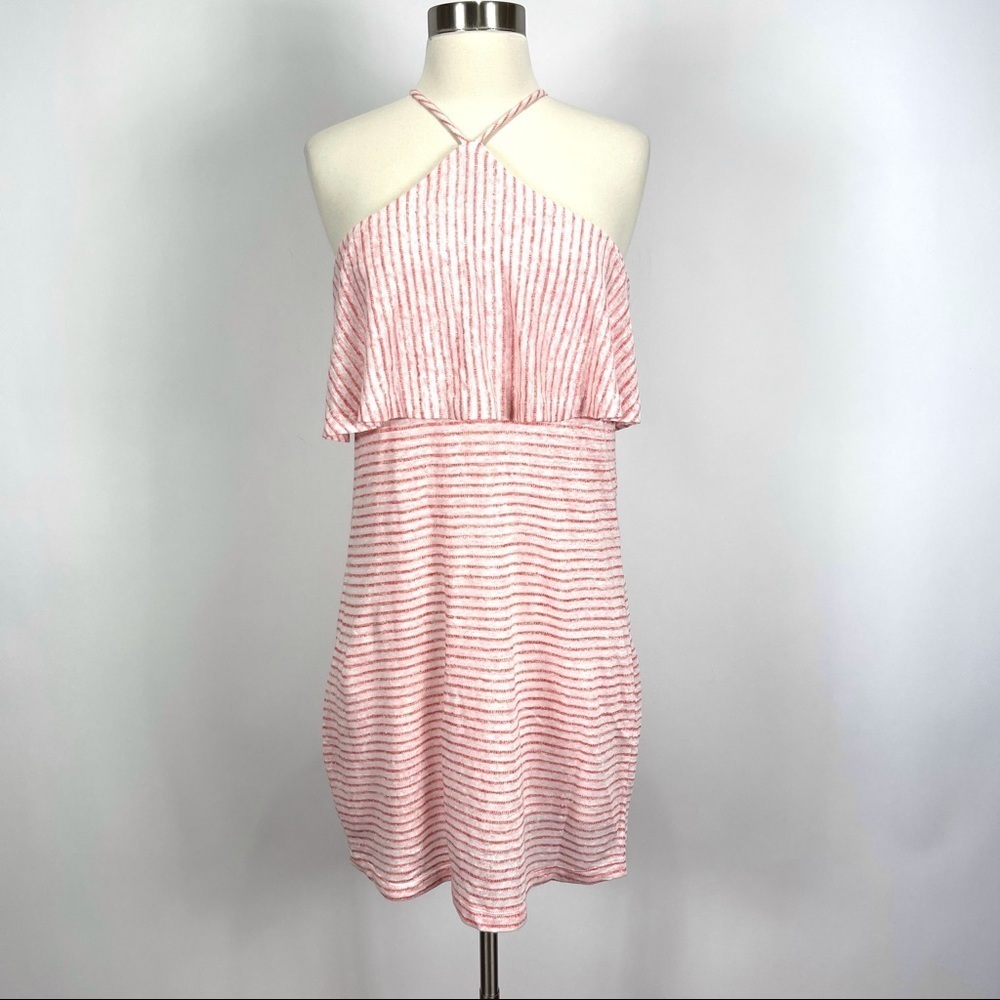 Splendid linen mini stripe halter dress